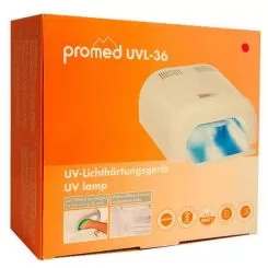 Фото PROMED лампа-сушка UVL-036 УФ для маникюра + таймер 4 лампи 36 Вт червона - 7