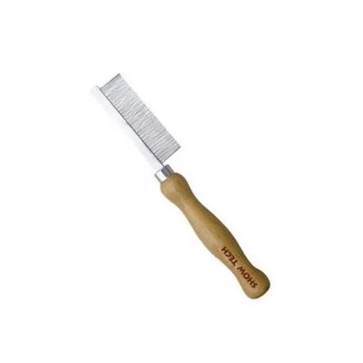Гребінець SHOW TECH металева з частими зубчиками з дерев'яною ручкою, STC-26STE014