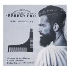 Фото Гребінець BarberPro для моделювання бороди пластикова двухсторонняя з кисточкой чорна - 2