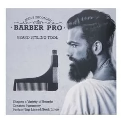 Фото Гребінець BarberPro для моделювання бороди пластикова двухсторонняя з кисточкой чорна - 4