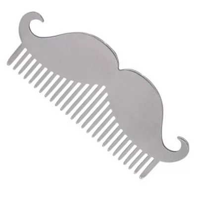 Расческа BarberPro нержавеющая сталь в форме усов, 902003