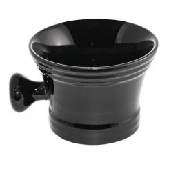 Фото BarberPro чаша для пены черная керамическая с ручкой "SHAVING MOG" - 1