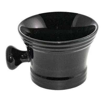 BarberPro чаша для піни чорна керамическая з ручкой 
