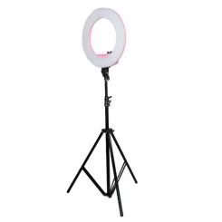 Фото Лампа LED для візажа з кріпленням під фотоаппарат, моб. телефон, дзеркалом, дзеркалом-линзой рожева - 1