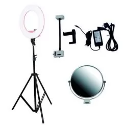 Фото Лампа LED для візажа з кріпленням під фотоаппарат, моб. телефон, дзеркалом, дзеркалом-линзой рожева - 7