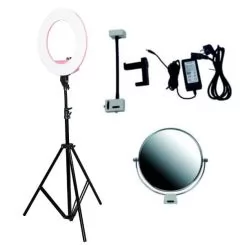 Фото Лампа LED для візажа з кріпленням під фотоаппарат, моб. телефон, дзеркалом, дзеркалом-линзой рожева - 8