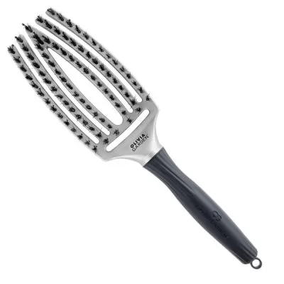 Щетка для укладки Olivia Garden Finger Brush Trinity Silver Selena изогнутая комбинированная щетина, ID1690