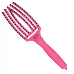 Фото Щетка для укладки Olivia Garden Finger Brush Amour Hot Pink изогнутая комбинированная щетина - 1