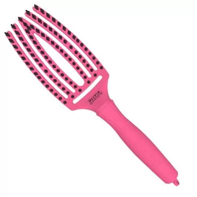 Щетка для укладки Olivia Garden Finger Brush Amour Hot Pink изогнутая комбинированная щетина, ID1200