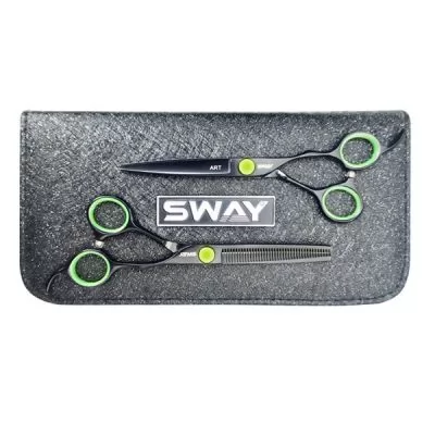 Набір ножиць SWAY робочі і філірувальні у чохлі Art 305 green 6.00