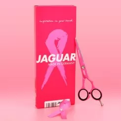 Фото Ножницы для стрижки рабочие Jaguar White Line Pastell Plus Offset Pink Ribbon розовые 5.50" - 2