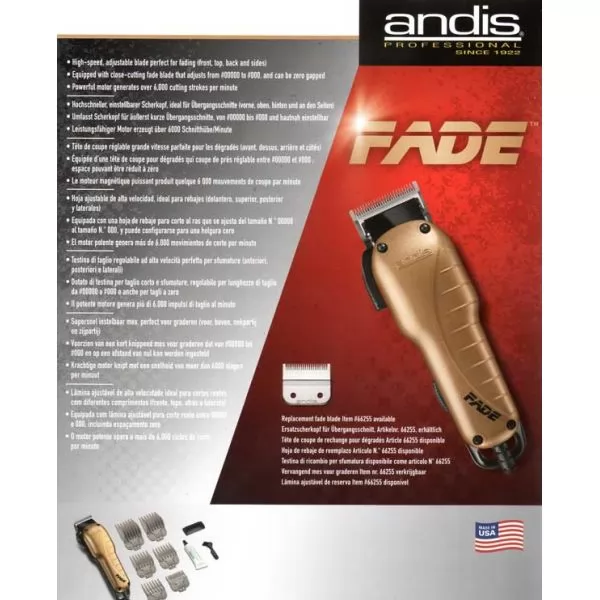 Машинка для стрижки ANDIS US-1 FADE + 6 насадок, AN 66375 - 5