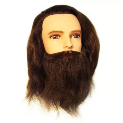 Болванка муж с бородой длина волос 30-35 см плотн 300/см без атива